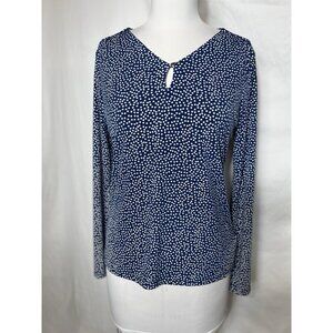 Tahari Long‎ Sleeve Blue And White Polka For Close Women’s Size Small